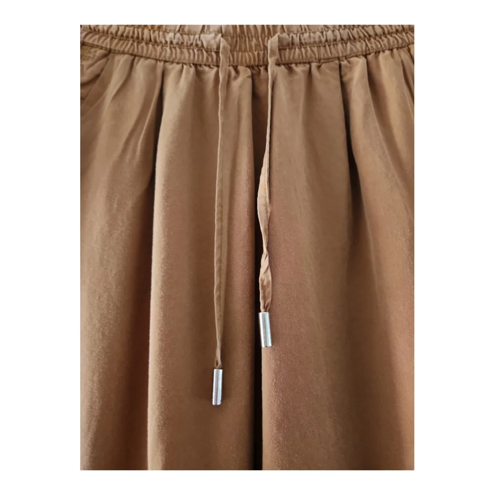 Mid Rise Pants Size 4 Drawstring Waist Cinnamon Brown Pockets Dalia